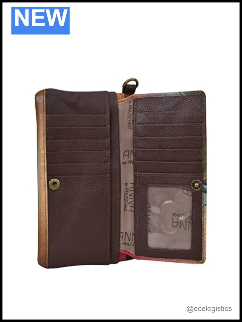 Hand-Painted Genuine Leather Wristlet Wallet with 11 Card Slots
